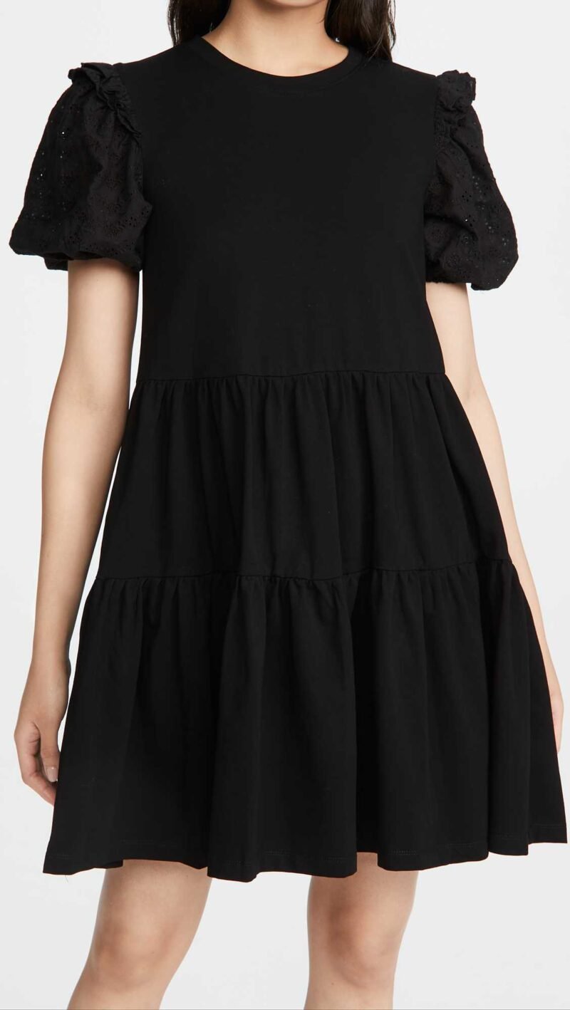 Women's Eyelet Sleeve Ruffled Dress - Image 4