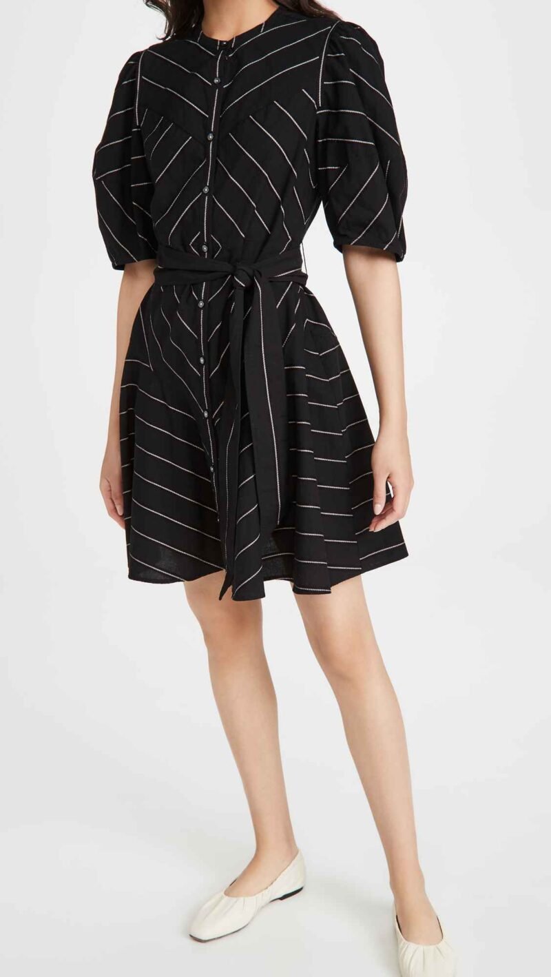 Women's Short Sleeve Satin Stripe Dress - Image 4