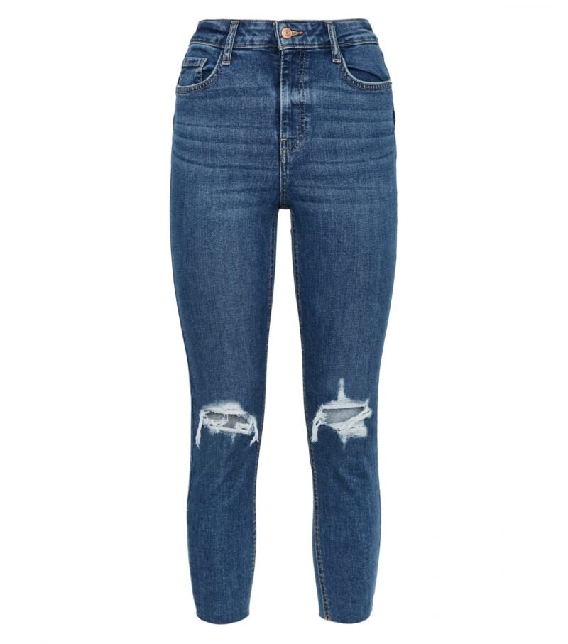 Women's Petite Blue Ripped Skinny Jeans - Image 3