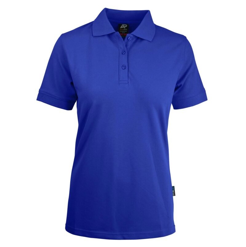 Women's Plain Pique Knit Stretch Polo Shirt - Image 3