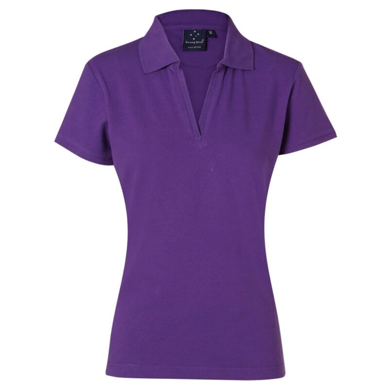 Women's Button-Less Short Sleeve Cotton Polo - Image 4