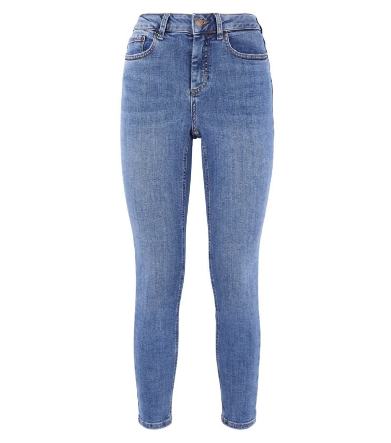 Women's Petite Blue Mid Rise Super Skinny Jeans - Image 5