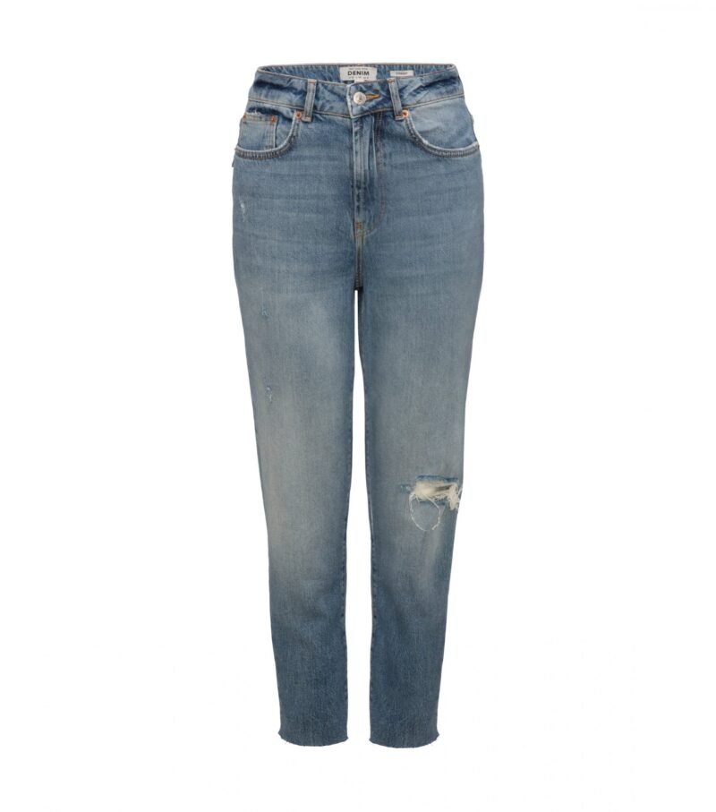 Women's Petite Blue Ripped Straight Leg Jeans - Image 5