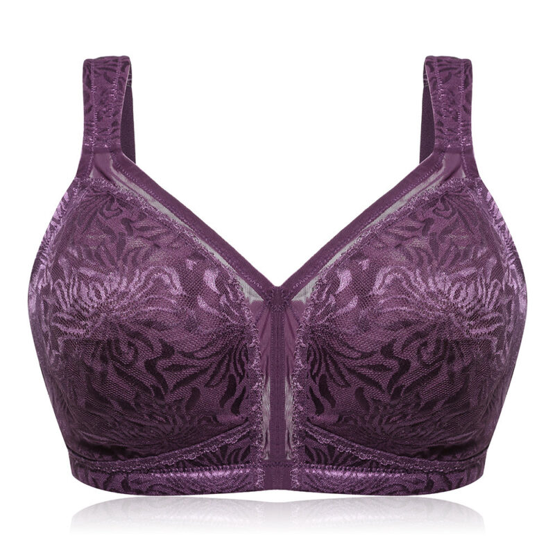 Plus Size Jacquard Full Cup Wide Straps Wireless Bras - Image 5