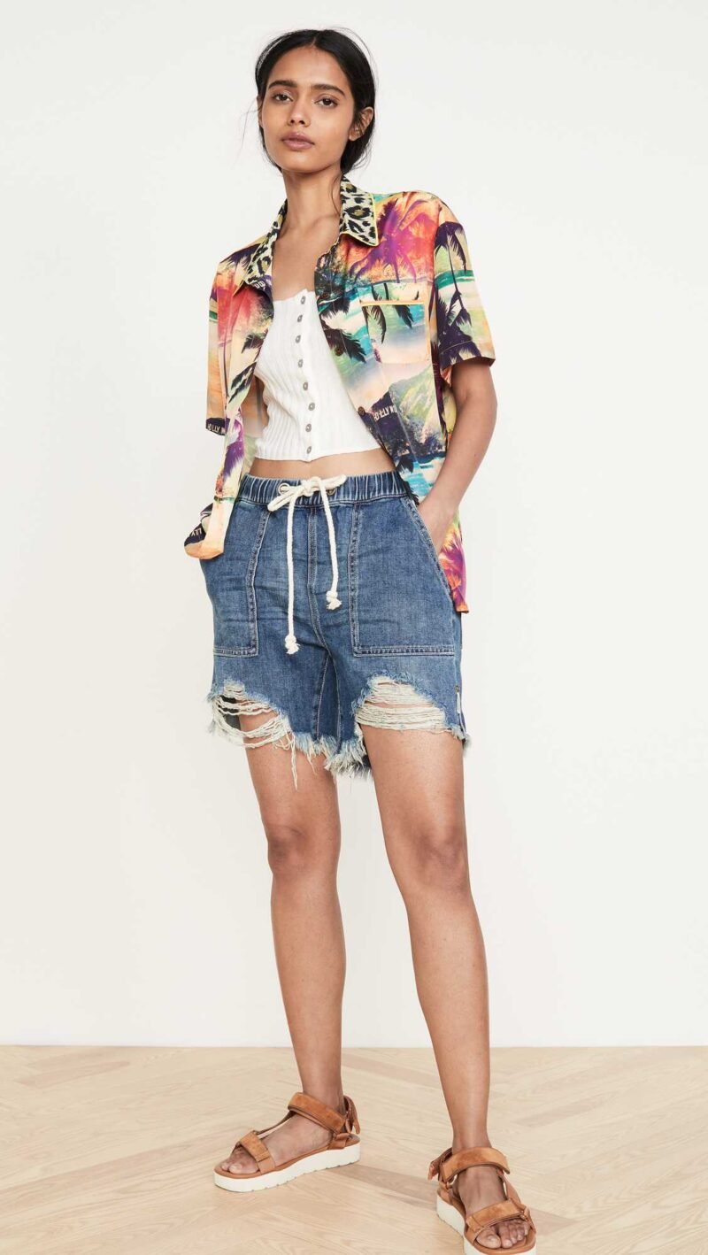 Women's Drawstring Boyfriend Shorts - Image 6