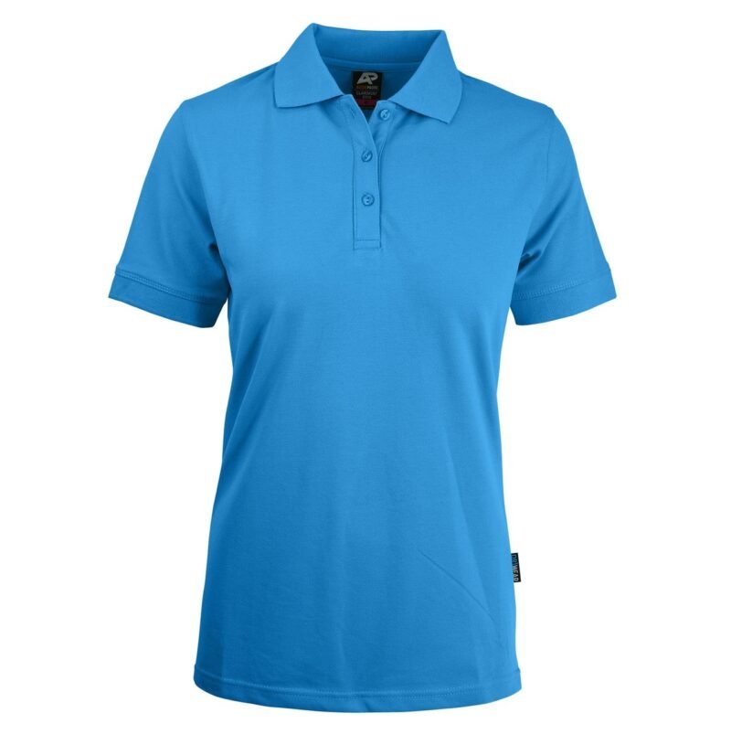 Women's Plain Pique Knit Stretch Polo Shirt - Image 5