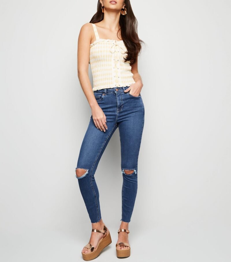 Women's Blue Mid Wash Ripped Skinny jeans