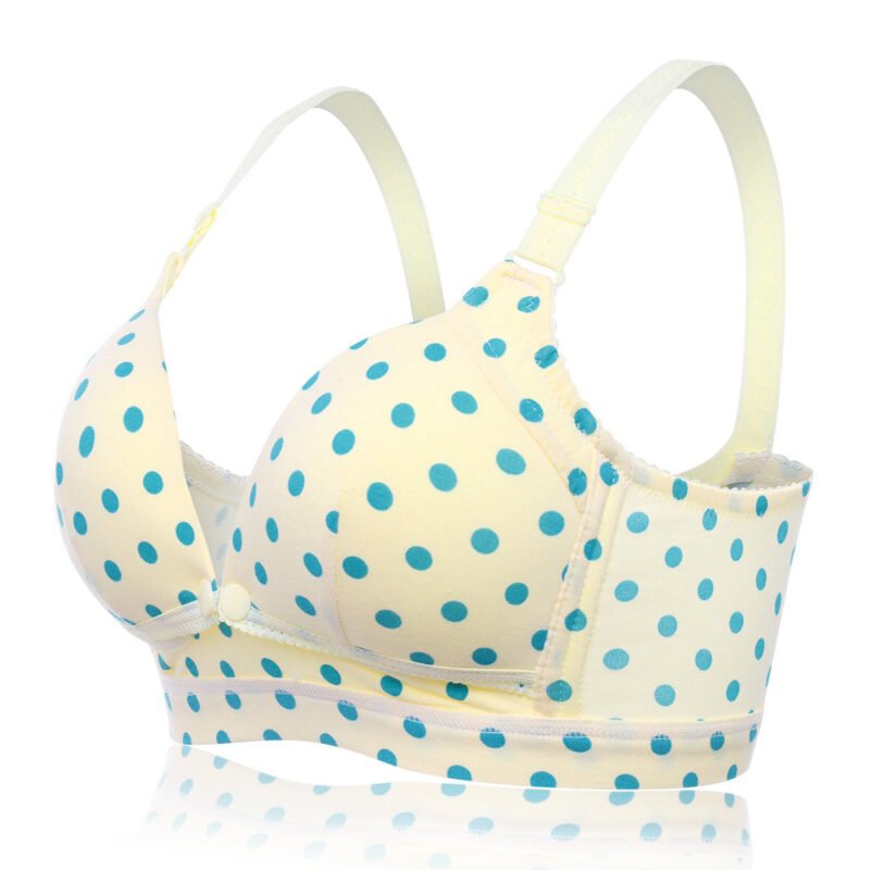 Dot Print Cotton Wireless Front Closure Maternity Nursing Bras - Image 6