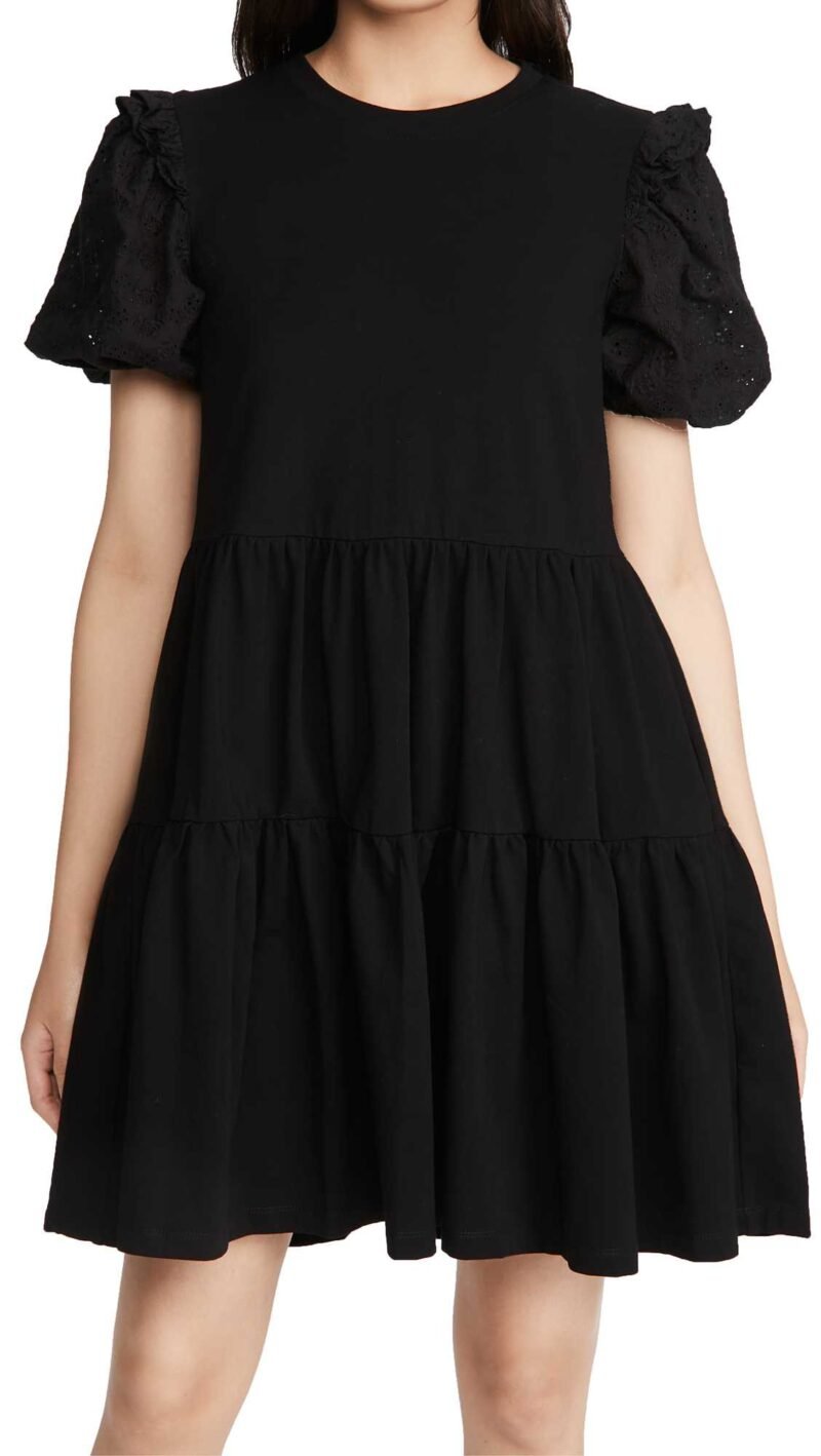 Women's Eyelet Sleeve Ruffled Dress - Image 6