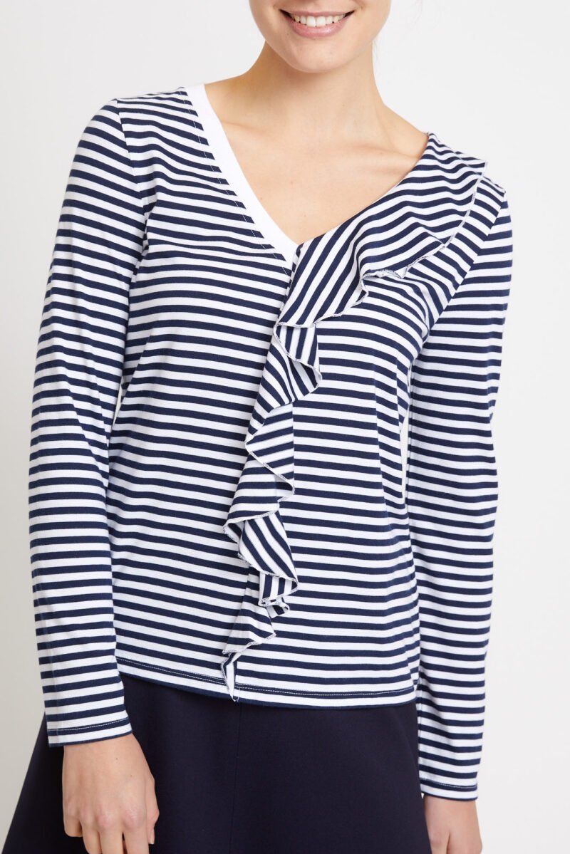 Women's Black & White Stripe Top - Image 2