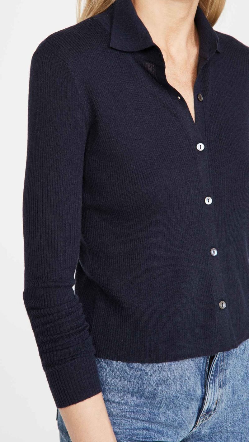 Women's Cropped Rib Cashmere Cardigan - Image 2