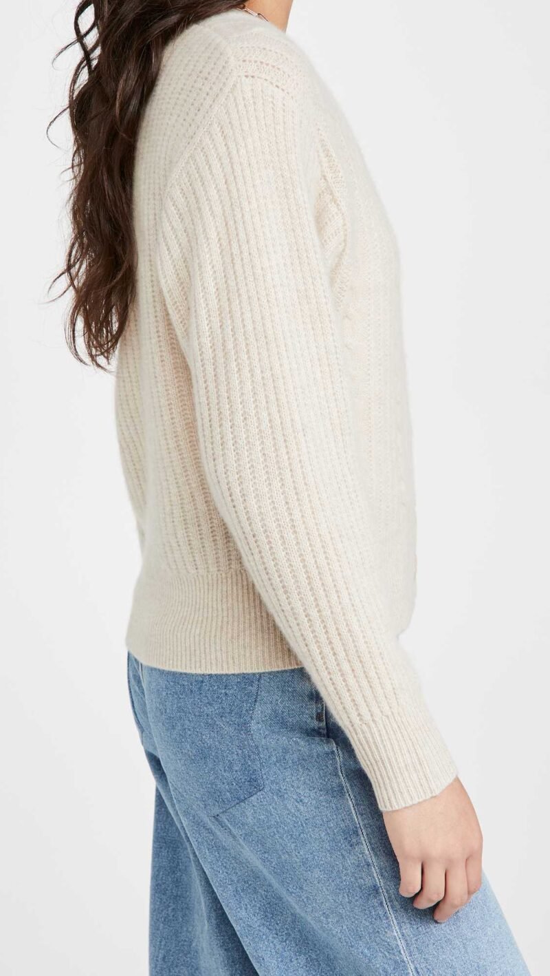 Women's Blouson Sleeve Cable Cashmere Like Cardigan - Image 4