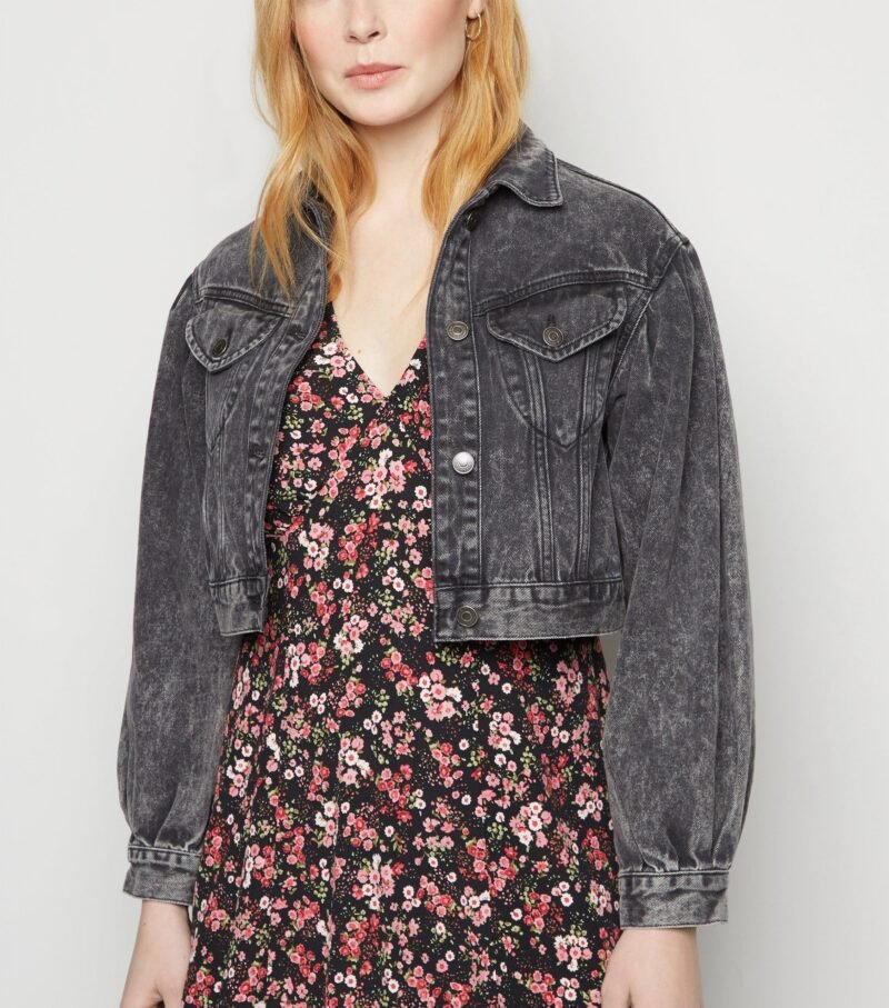 Women's Black Puff Sleeve Denim Jacket