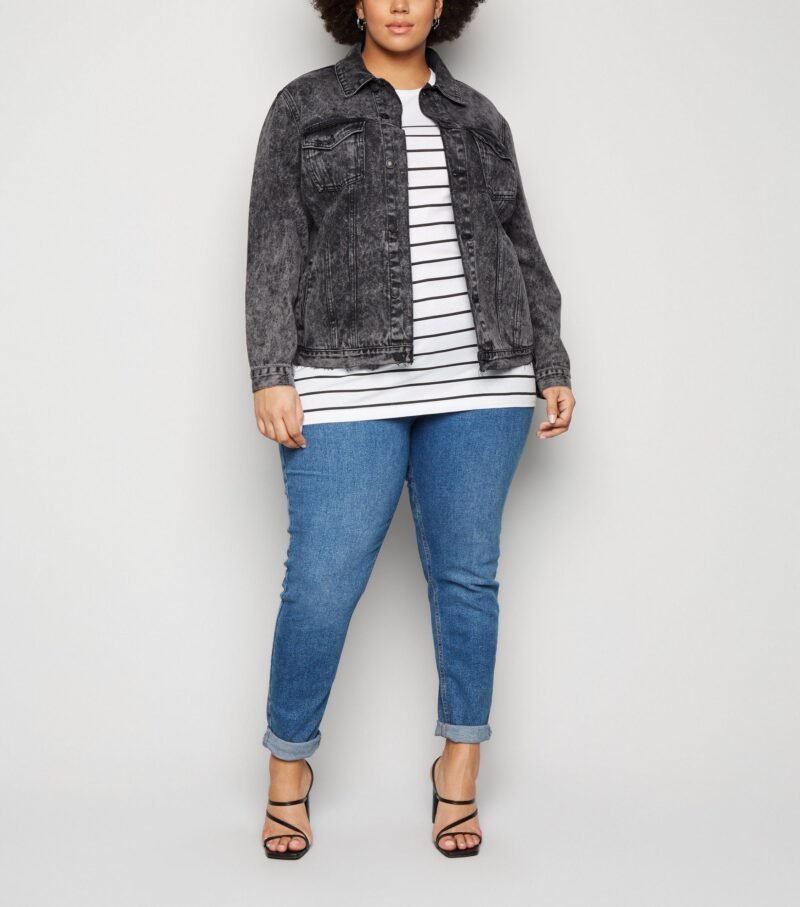 Women's Black Acid Wash Oversized Denim Jacket - Image 5