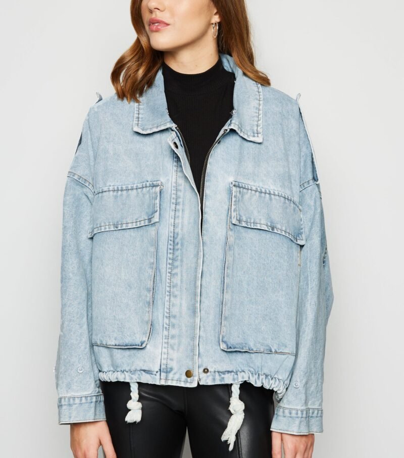 Women's Cameo Rose Blue Faux Fur Trim Denim Jacket - Image 5