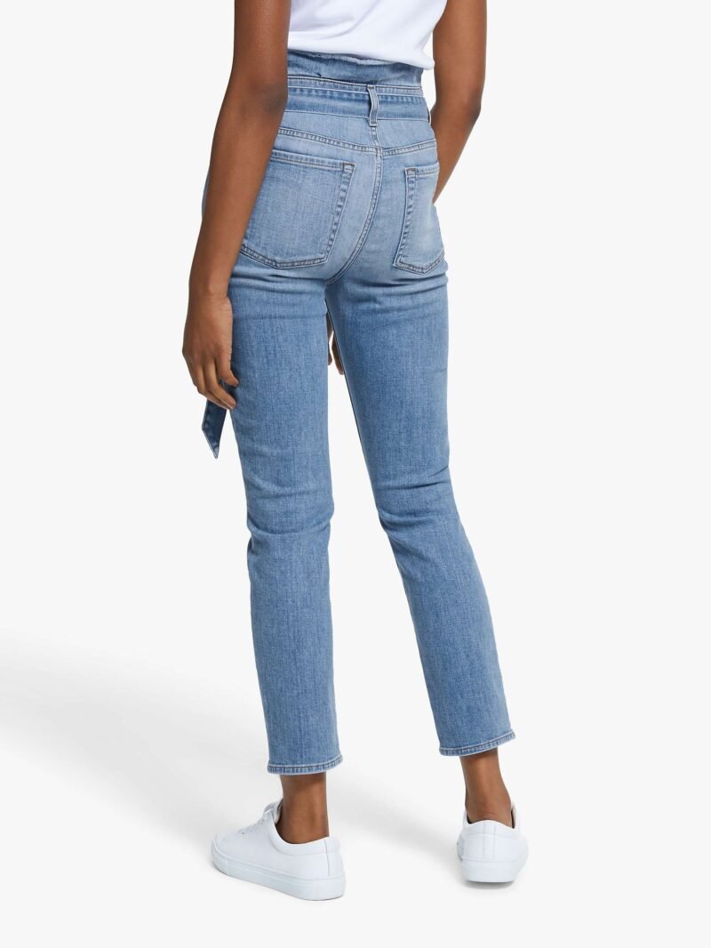 Women's Cropped Paperbag Jeans, Bright Light Blue - Image 2