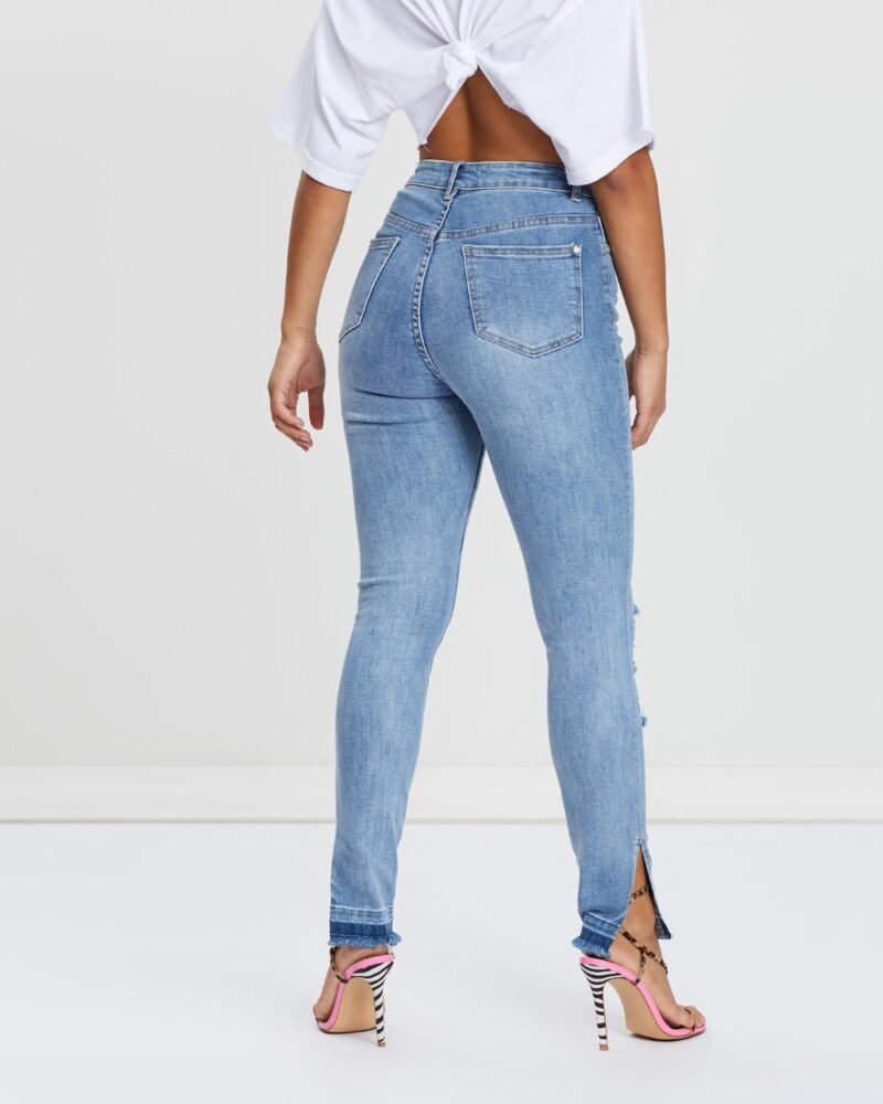 Women's Sinner Hem Slit Ripped Skinny Jeans - Image 2