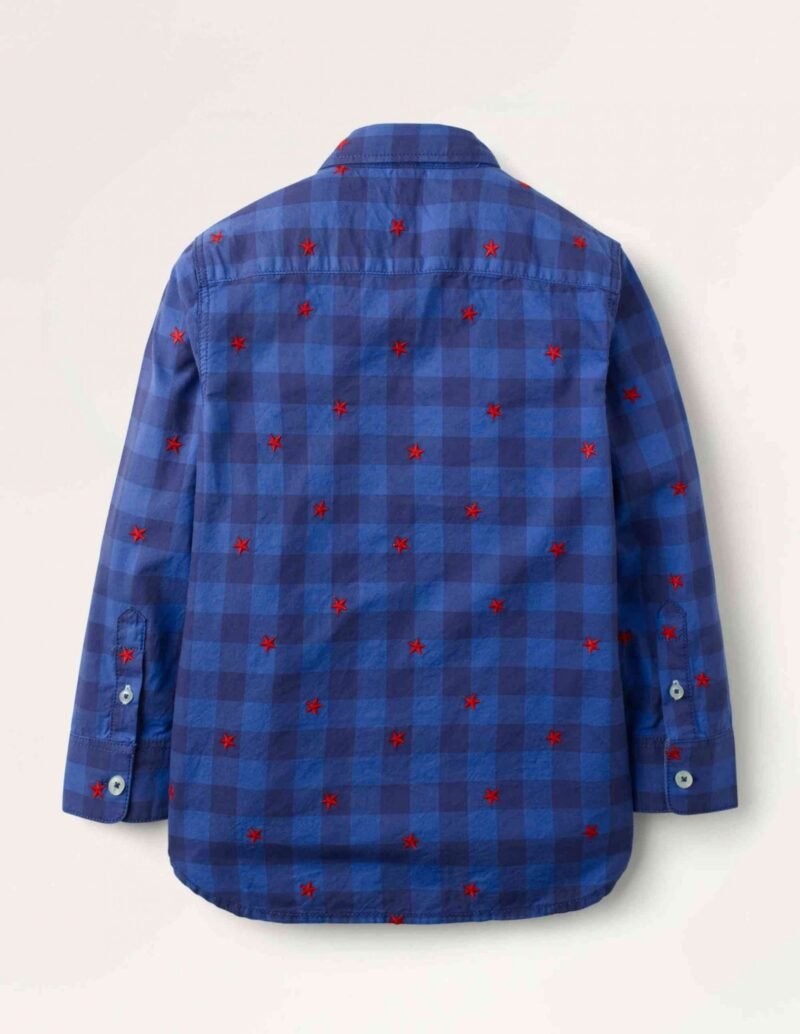 Boys Casual Twill Shirt 3Y-12Y Navy Gingham Star - Image 2