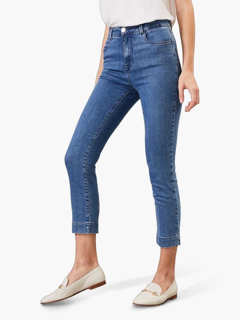 Women's Cropped Skinny Jeans, Blue - Image 3