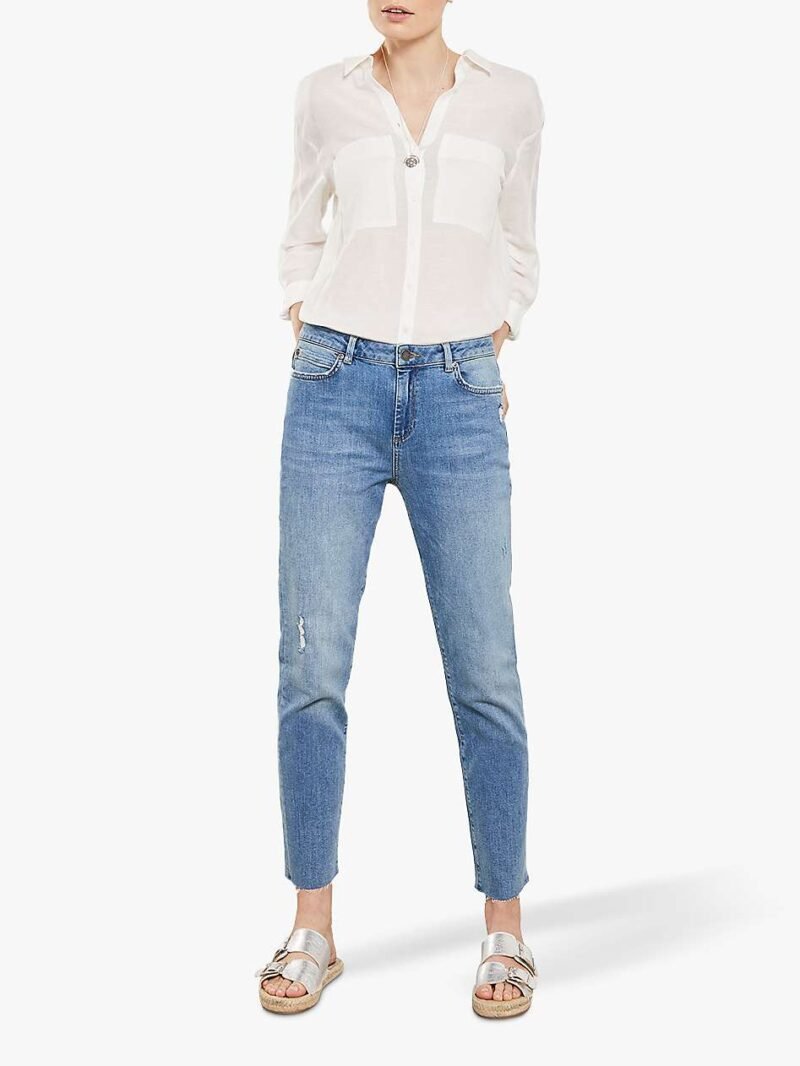 Women's Distressed Jeans, Blue - Image 3