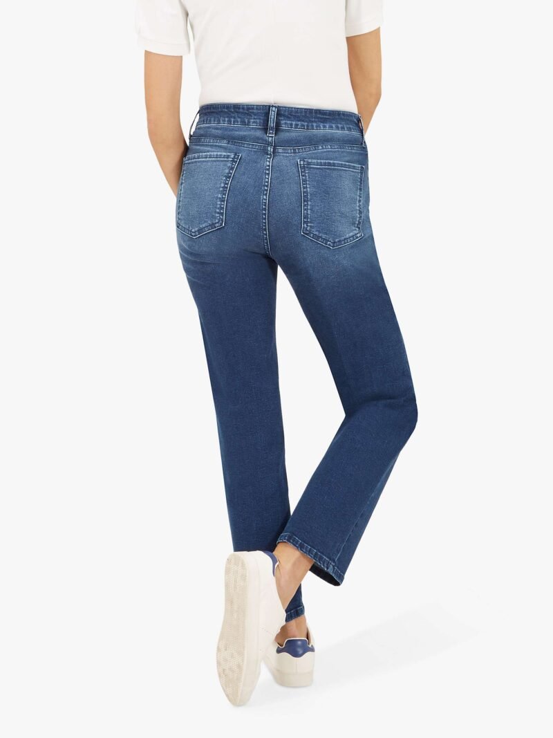 Women's Mid Rise Straight Leg Jeans, Blue Mid - Image 3