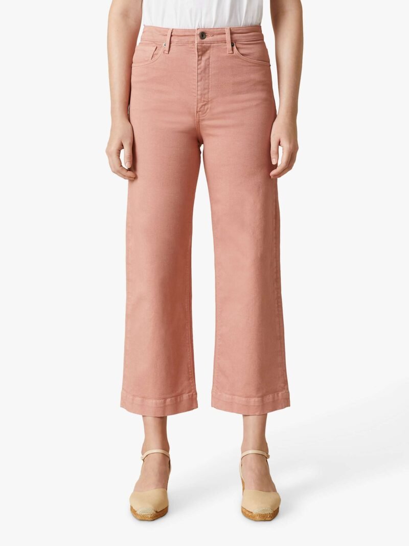 Women's Wide Leg High Crop Jeans, Peach Blush - Image 3