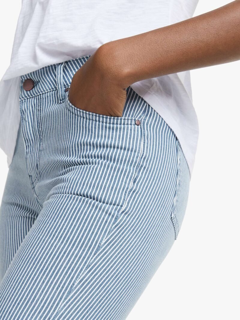 Women's Slim Skimmer Ticking Stripe Crop Jeans, Blue - Image 4