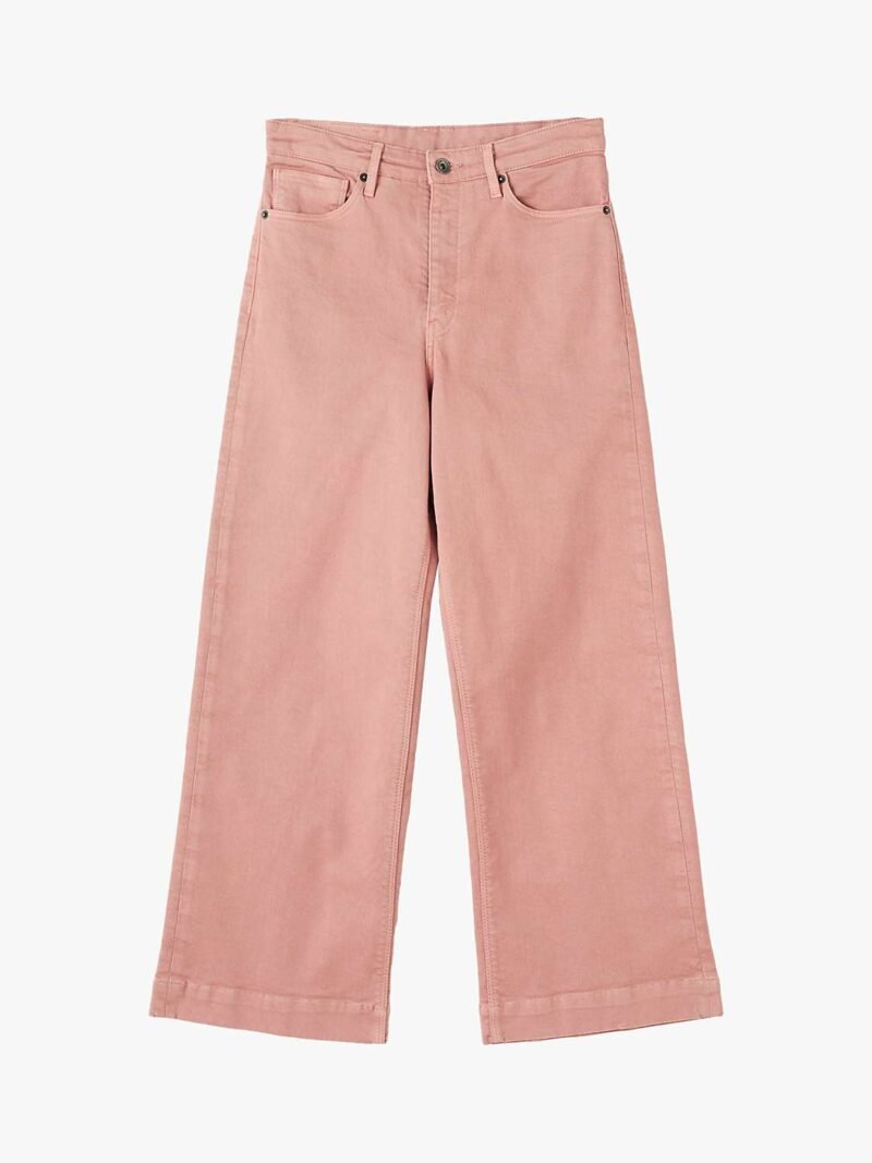 Women's Wide Leg High Crop Jeans, Peach Blush - Image 4