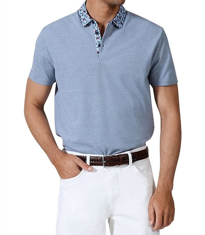 Men's Woven Collar Cotton Polo Shirt 2022