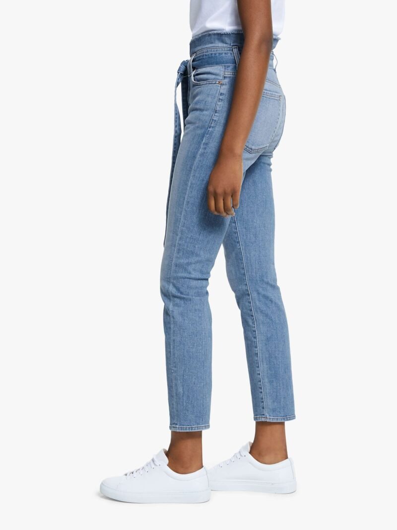 Women's Cropped Paperbag Jeans, Bright Light Blue - Image 6