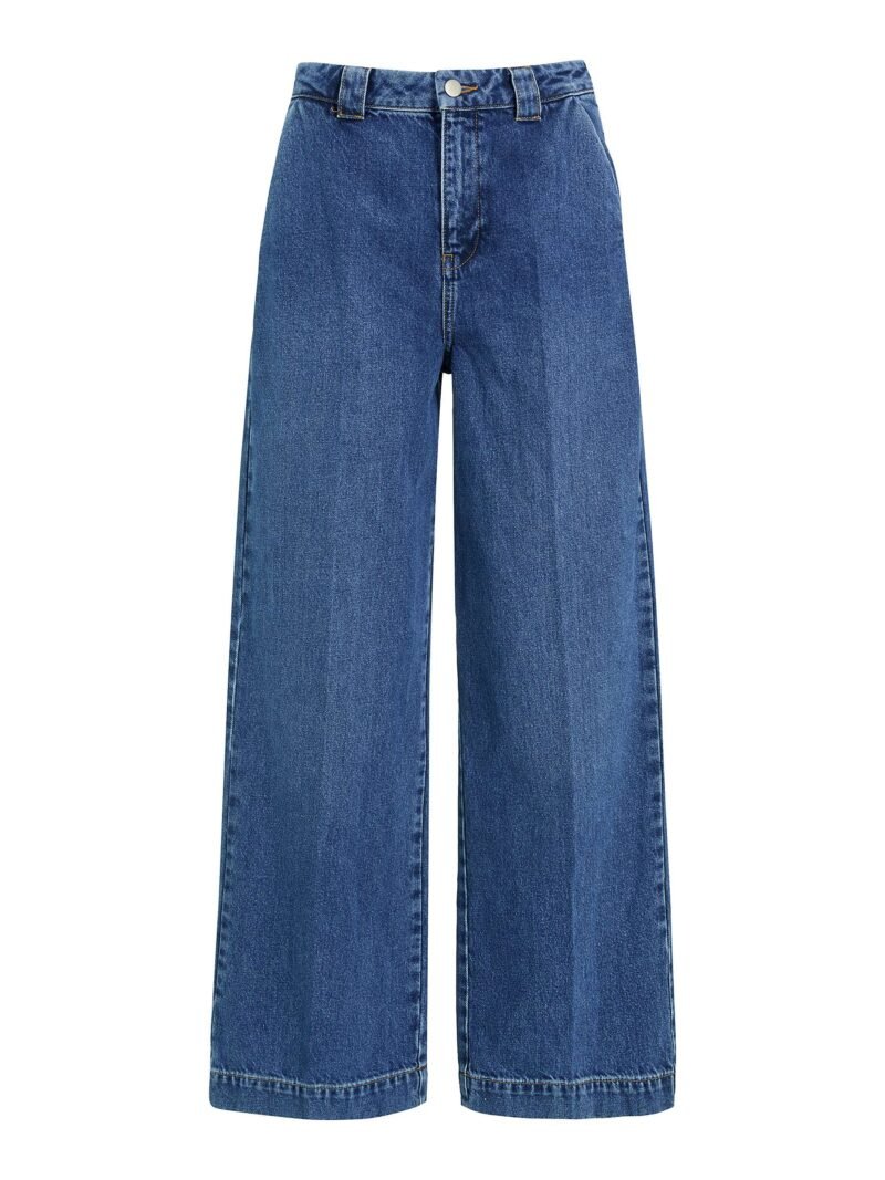 Women's Wide Leg Jeans, Medium Blue Denim - Image 6