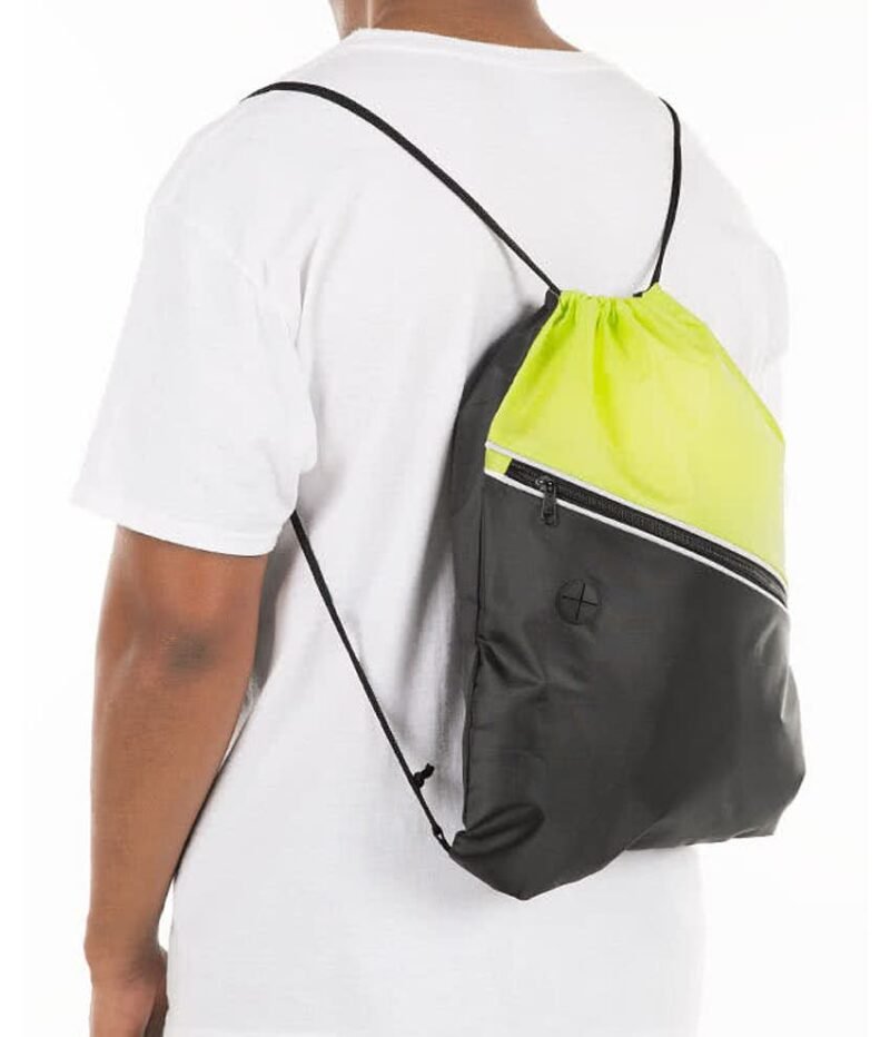 Contrast Zipper Drawstring Bag - Image 2