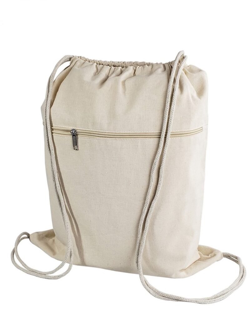 Zippered Cotton Canvas Drawstring Bag