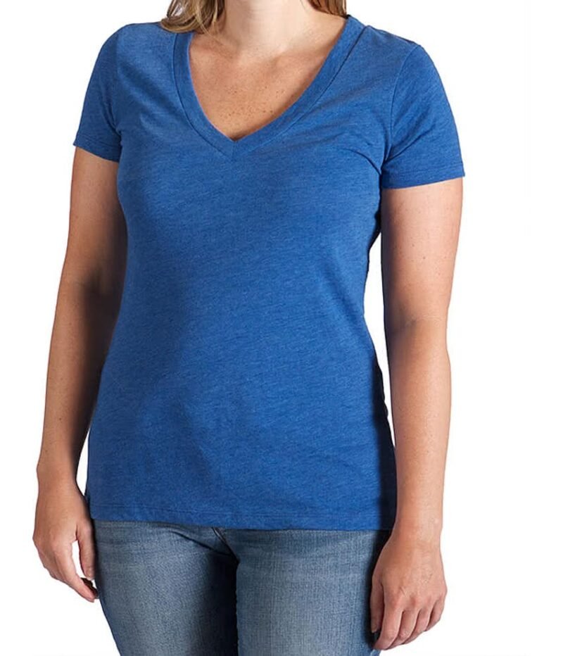 Women's Slim Fit Tri‑Blend Deep V‑Neck T‑shirt