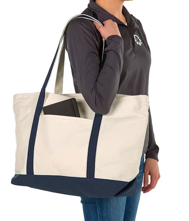 Large Heavyweight Cotton Zippered Boat Tote