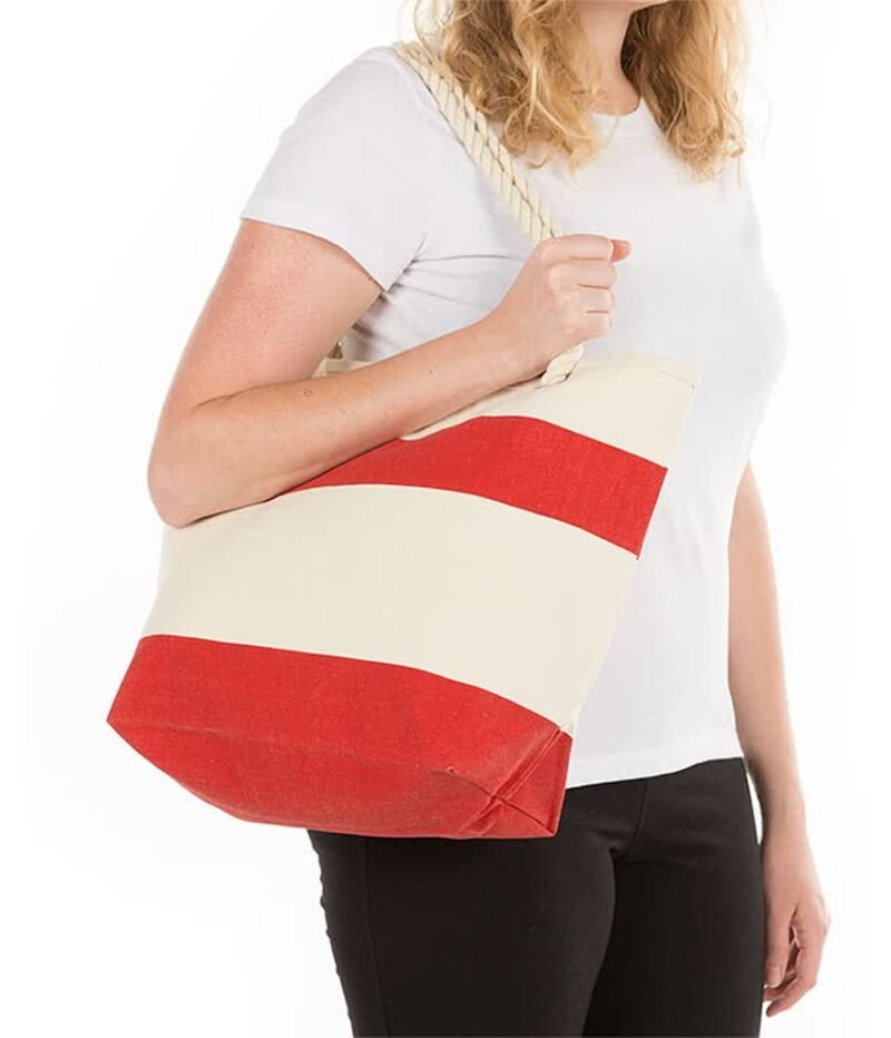 Medium Nautical Stripe 100% Cotton Tote