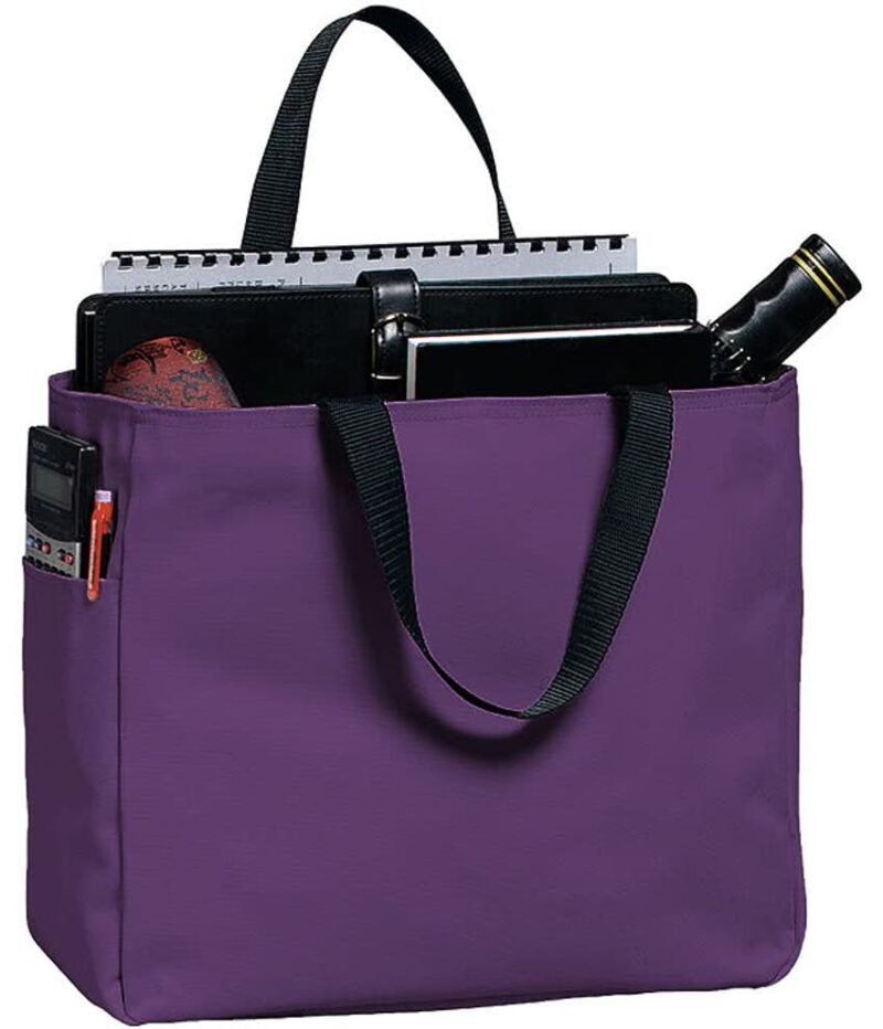 Durable Side Pocket Poly Canvas Tote - Image 3