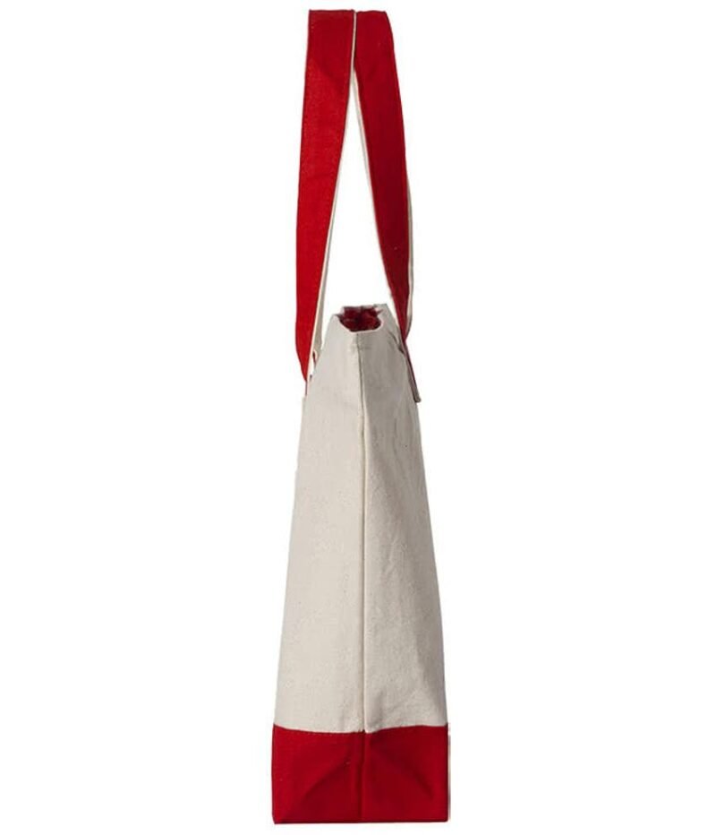 Embroidered Medium Front Zipper Cotton Boat Tote - Image 3