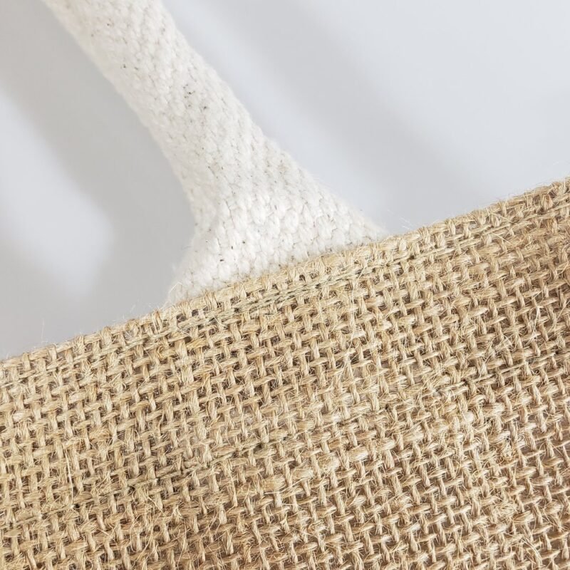 Easy-to-Decorate Jute Tote Bags with Canvas Front Pocket - Image 5