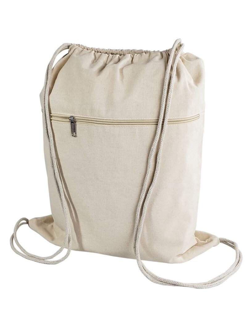 Zippered Cotton Canvas Drawstring Bag - Image 6