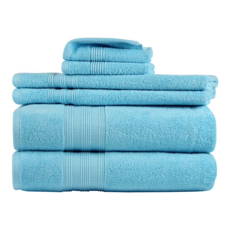 Solid 6 Piece 100% Cotton Towel Set - Image 2