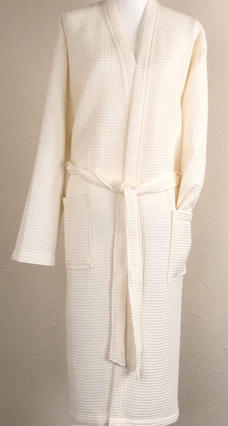 100% Cotton Waffle Unisex Mid-Calf Bathrobe with Pocket - Image 3