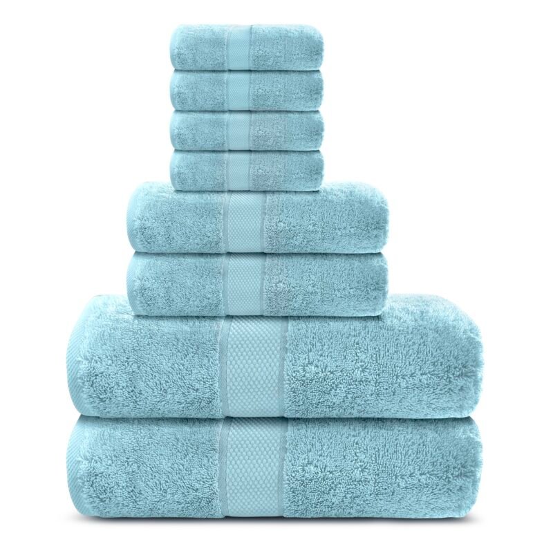 8 Piece 100% Cotton Towel Set - Image 4