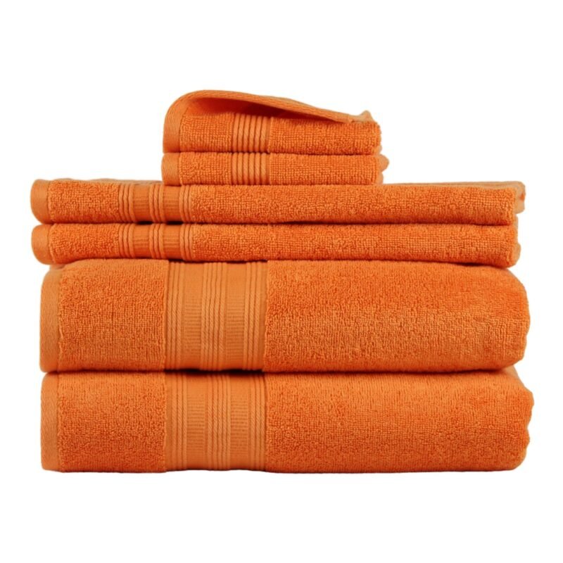 Solid 6 Piece 100% Cotton Towel Set - Image 4