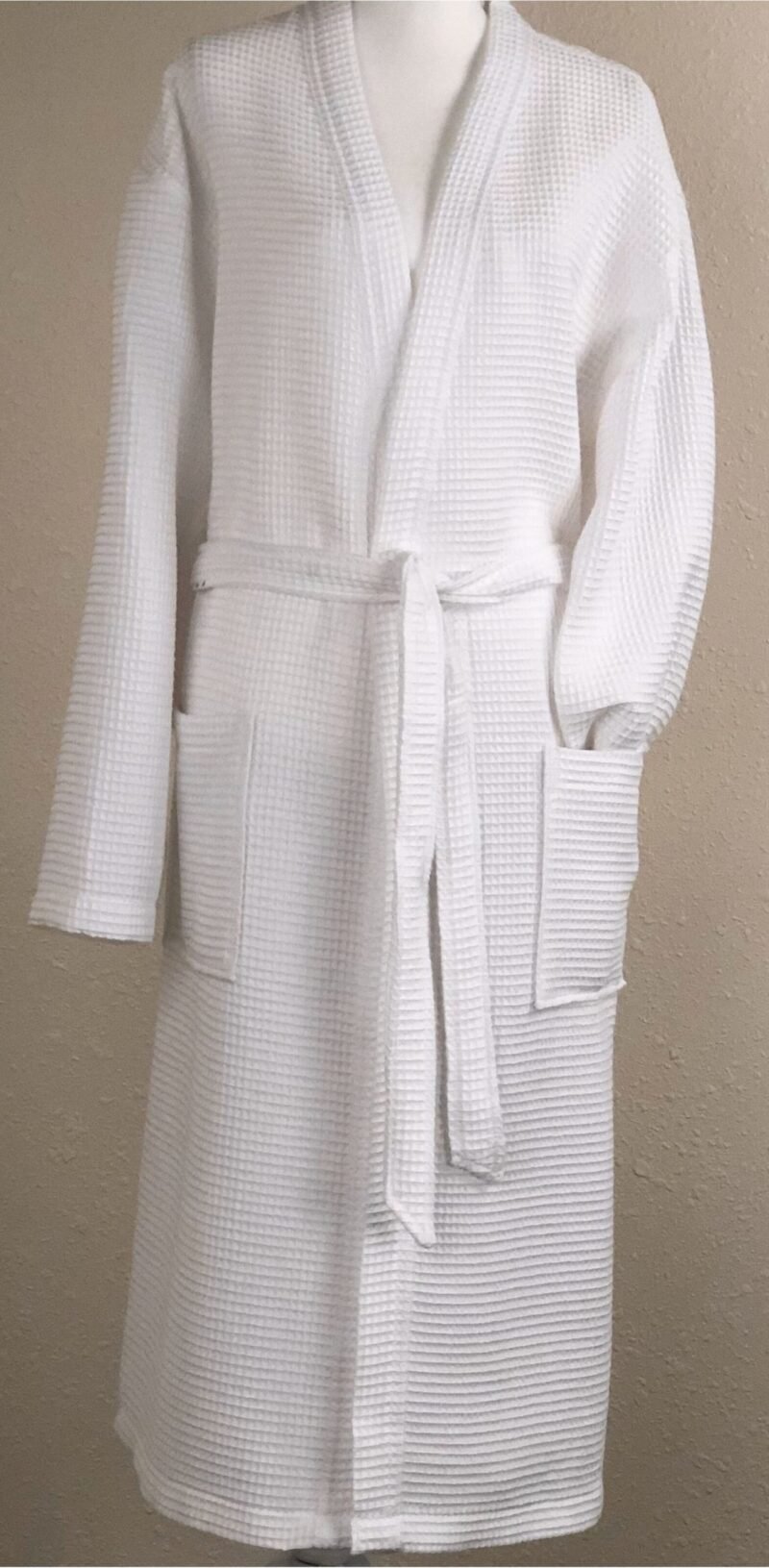 100% Cotton Waffle Unisex Mid-Calf Bathrobe with Pocket - Image 4