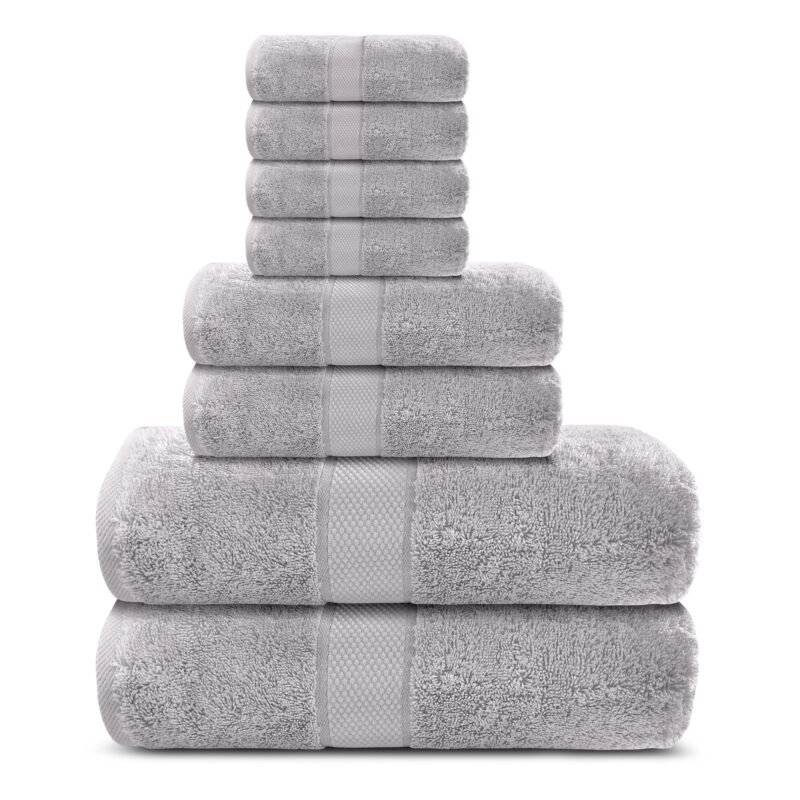 8 Piece 100% Cotton Towel Set - Image 5