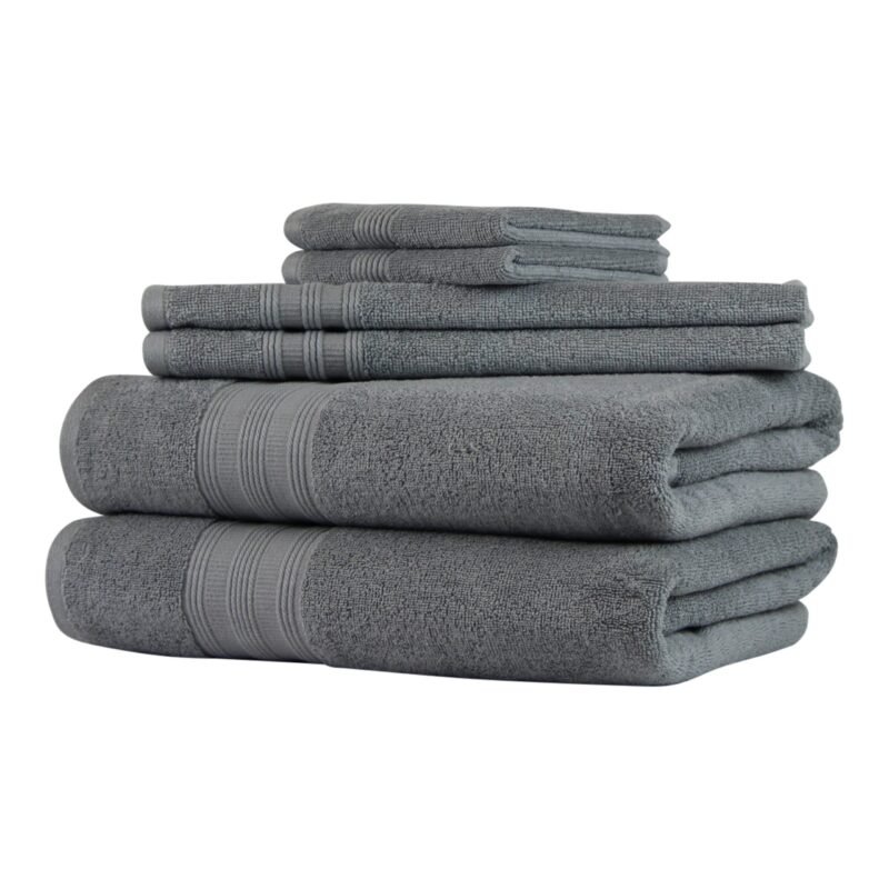 Solid 6 Piece 100% Cotton Towel Set - Image 5