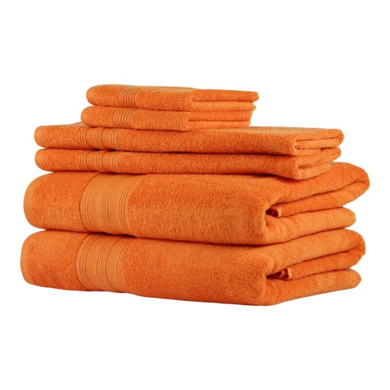 Solid 6 Piece 100% Cotton Towel Set - Image 8